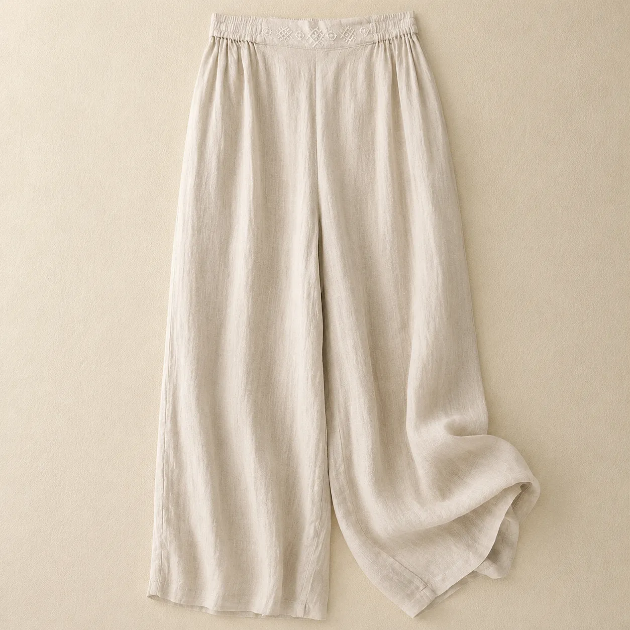 Women's Cotton Linen Wide Leg Embroidered Waist Pants sold by Hensley London product image thumbnail 3
