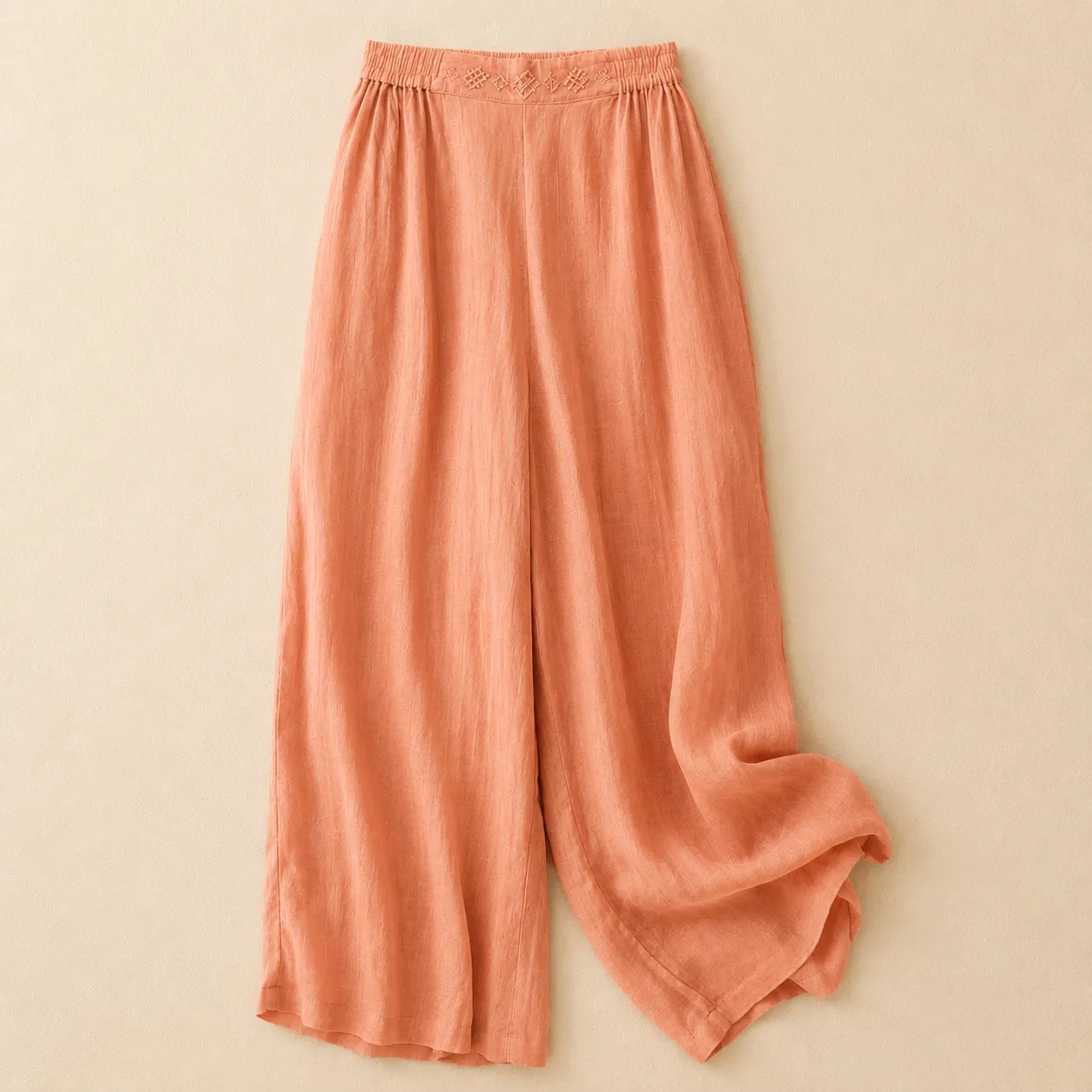 Women's Cotton Linen Wide Leg Embroidered Waist Pants sold by Hensley London product image thumbnail 4