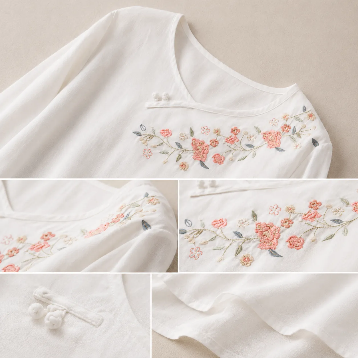 Women's Embroidered Cotton Linen Floral Blouse sold by Hensley London product image thumbnail 5