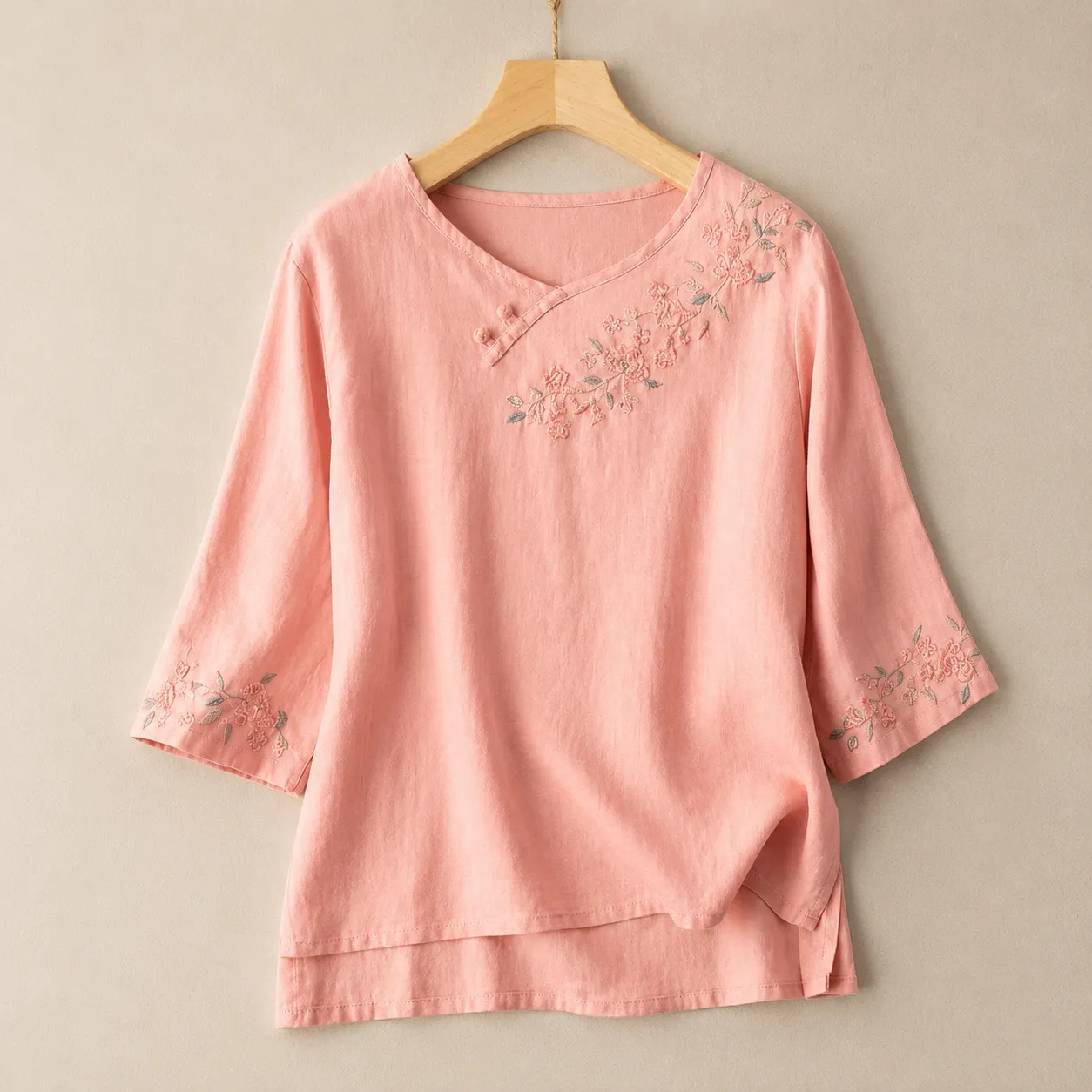 Women's Embroidered Cotton Linen Floral Blouse sold by Hensley London product image thumbnail 2