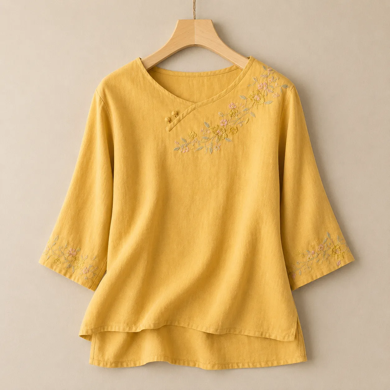 Women's Embroidered Cotton Linen Floral Blouse sold by Hensley London product image thumbnail 3