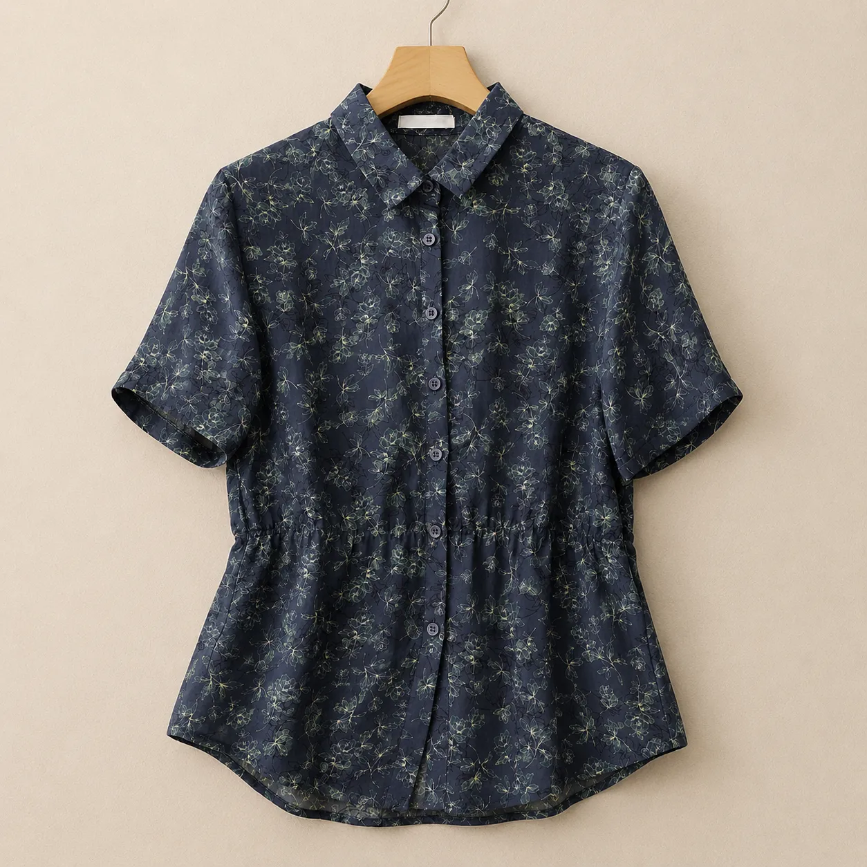 Women's Floral Print Cotton Linen Button-Up Blouse sold by Hensley London product image thumbnail 3