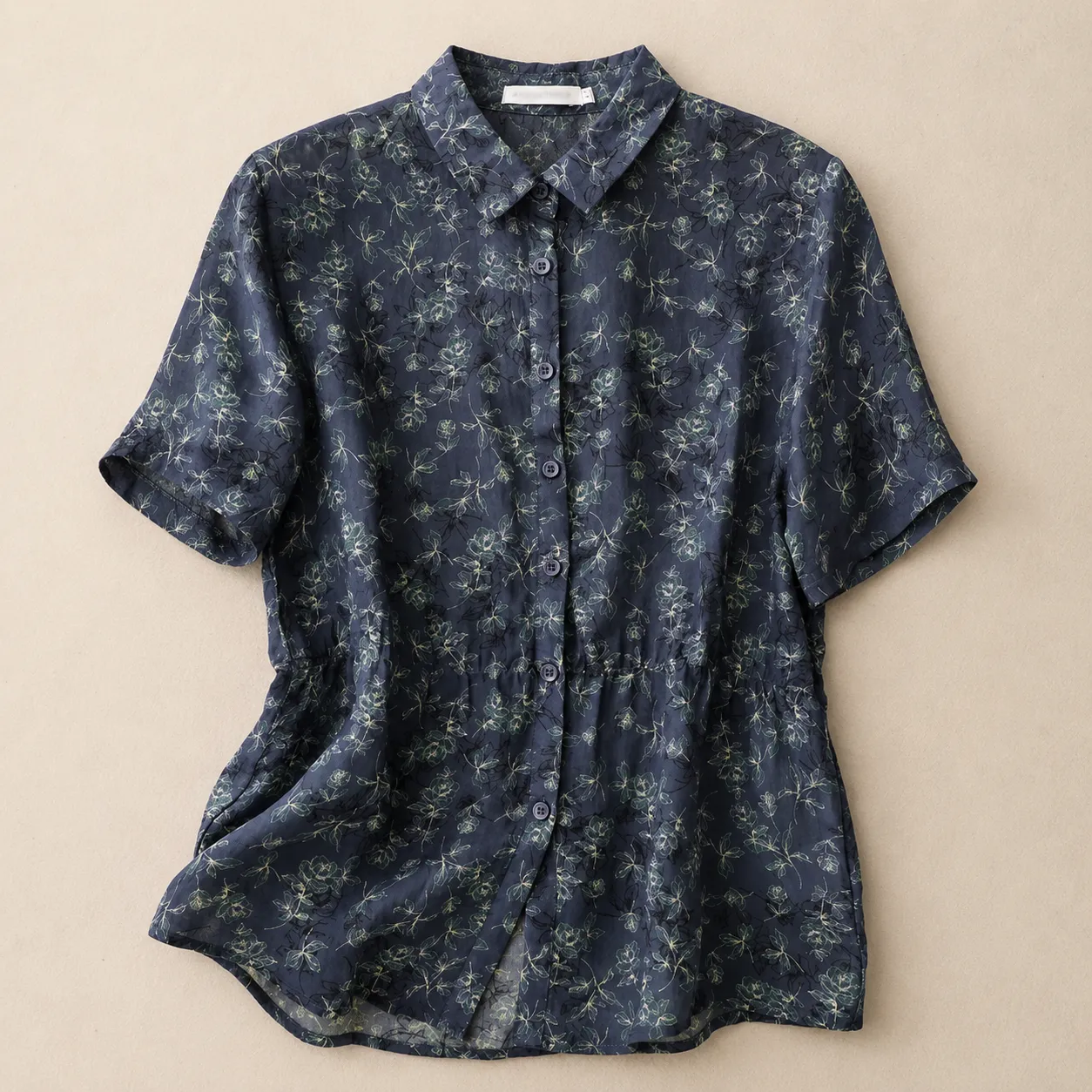Women's Floral Print Cotton Linen Button-Up Blouse sold by Hensley London