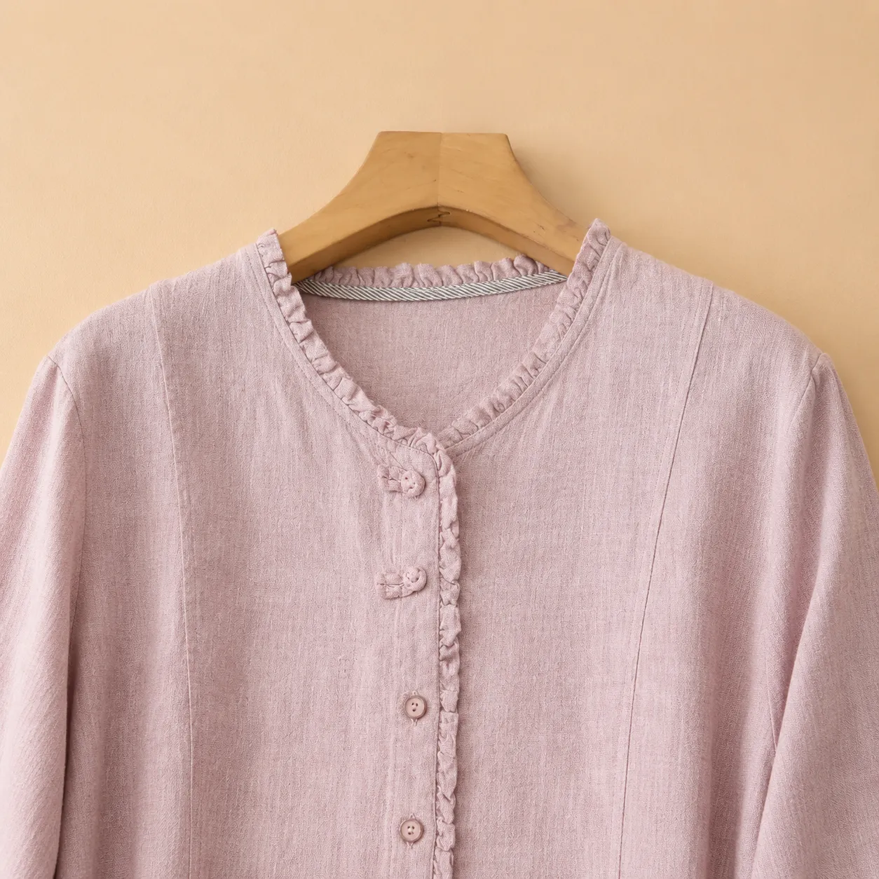 Women's Cotton Linen Long-Sleeve Gathered Waist Midi Dress sold by Hensley London product image thumbnail 3