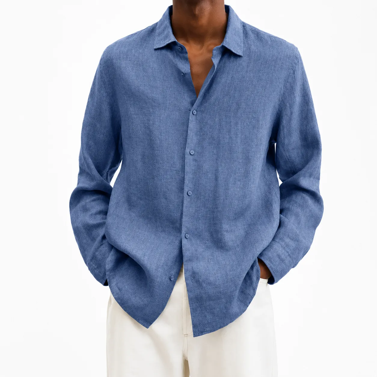 Men's Lightweight Cotton Linen Everyday Shirt sold by Hensley London product image thumbnail 4