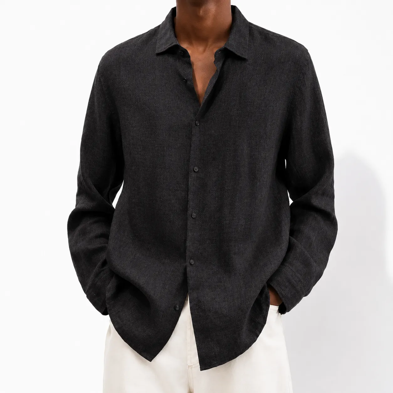 Men's Lightweight Cotton Linen Everyday Shirt sold by Hensley London product image thumbnail 3