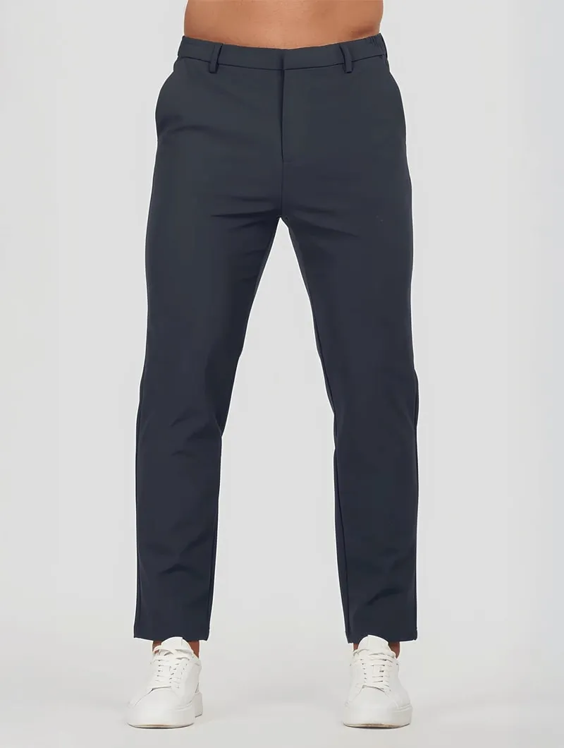 Men's Elastic Stretch Slim Fit Trousers – Navy Blue sold by Hensley London product image thumbnail 4