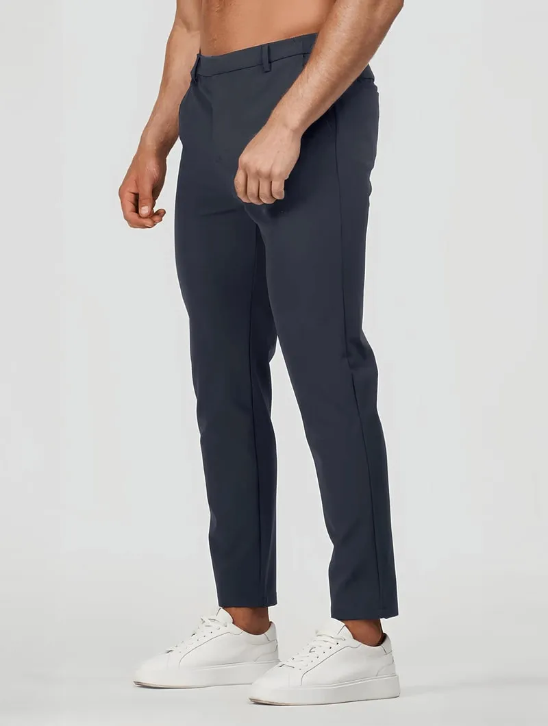 Men's Elastic Stretch Slim Fit Trousers – Navy Blue sold by Hensley London product image thumbnail 2