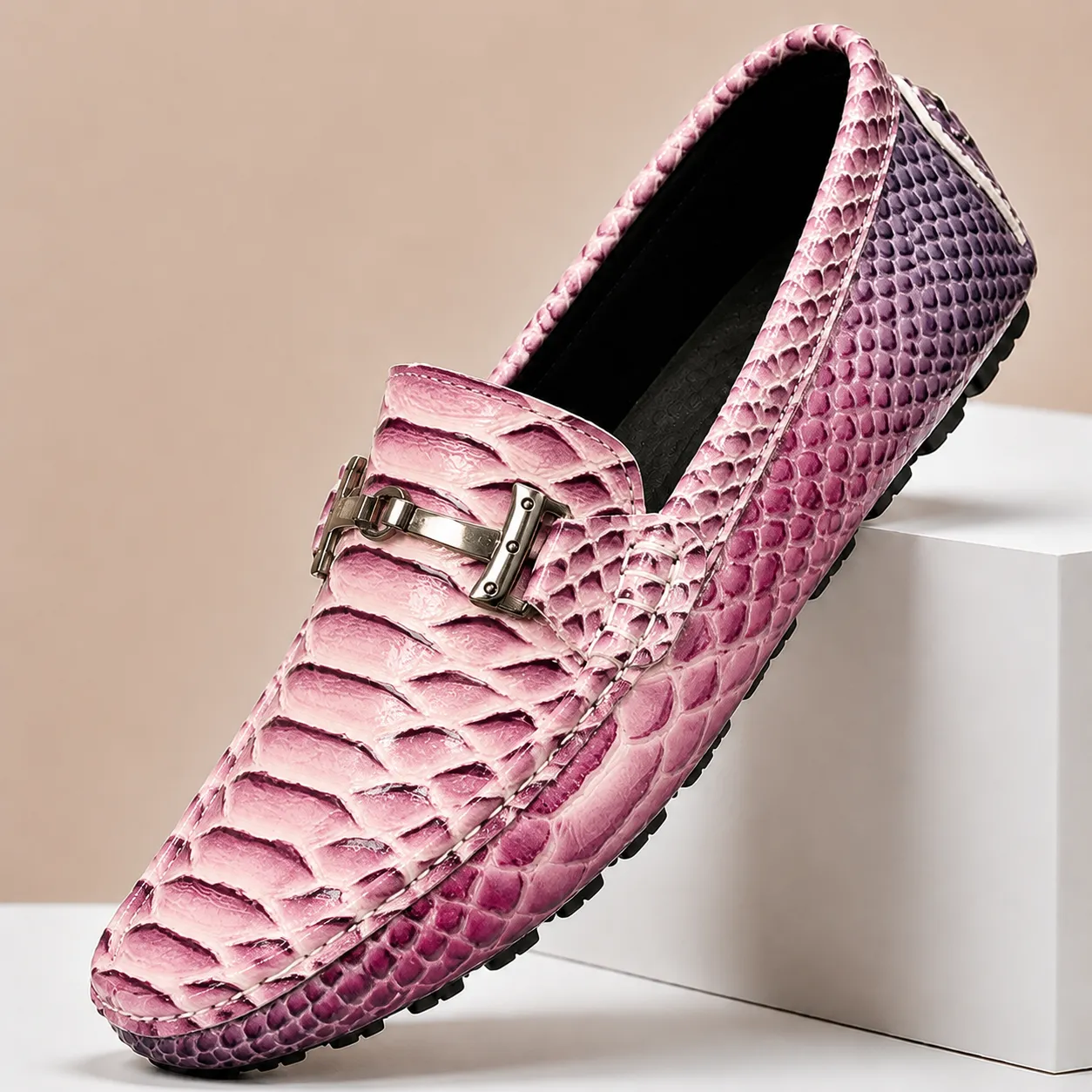 Men's Genuine Leather Embossed Slip-On Loafers sold by Hensley London product image thumbnail 4