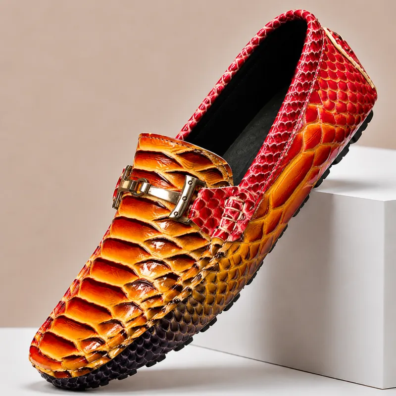 Men's Genuine Leather Embossed Slip-On Loafers made by Hensley London