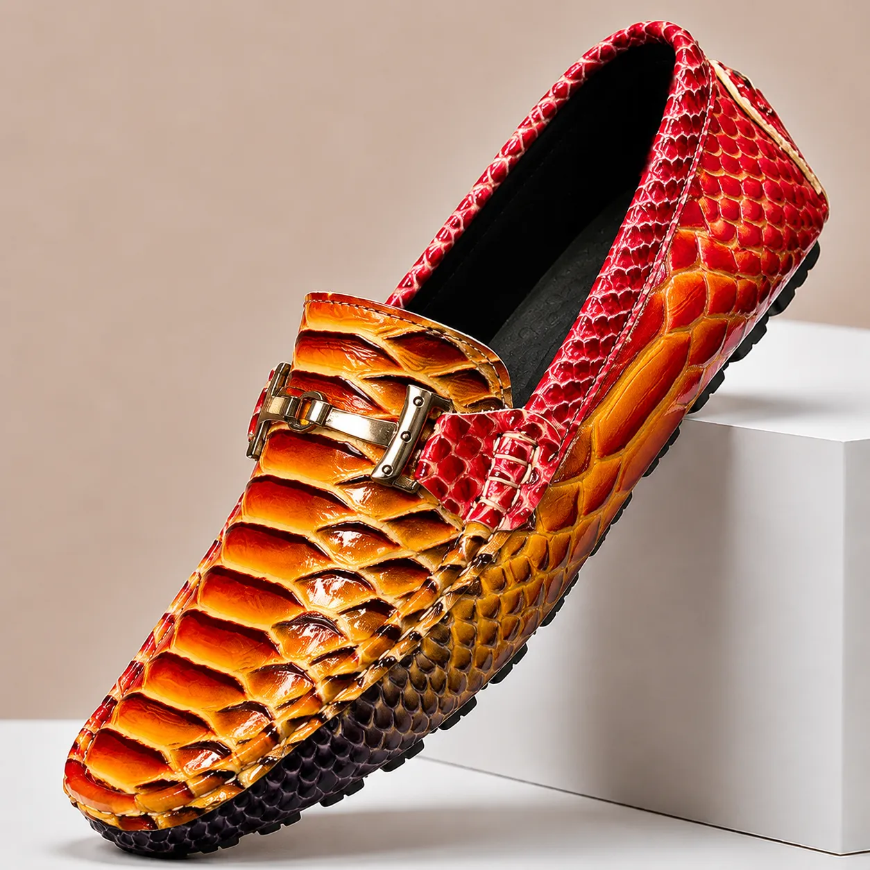 Men's Genuine Leather Embossed Slip-On Loafers sold by Hensley London