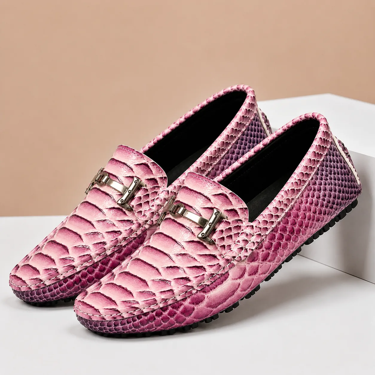 Men's Genuine Leather Embossed Slip-On Loafers sold by Hensley London product image thumbnail 5