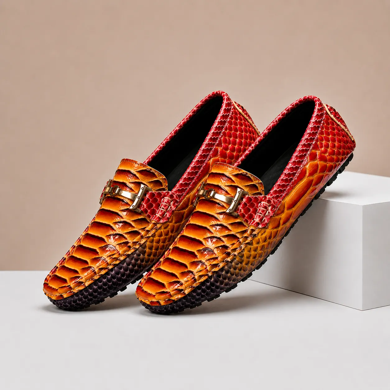 Men's Genuine Leather Embossed Slip-On Loafers sold by Hensley London product image thumbnail 2