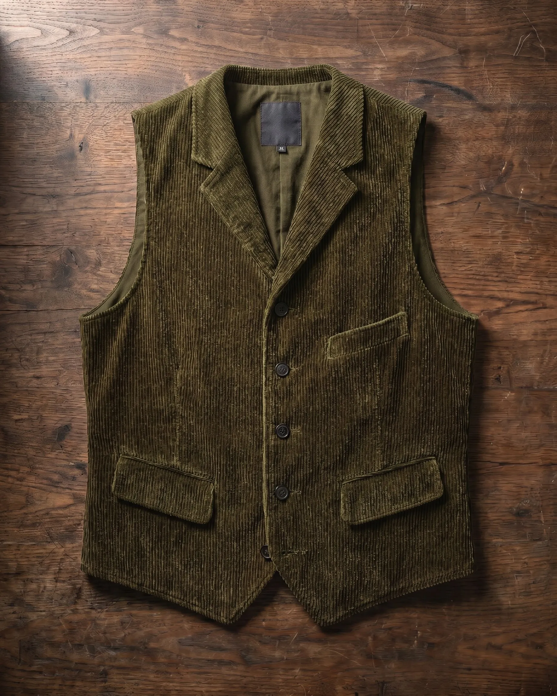 Men's Wide-Wale Corduroy Vest – Notch Lapel sold by Hensley London product image thumbnail 2