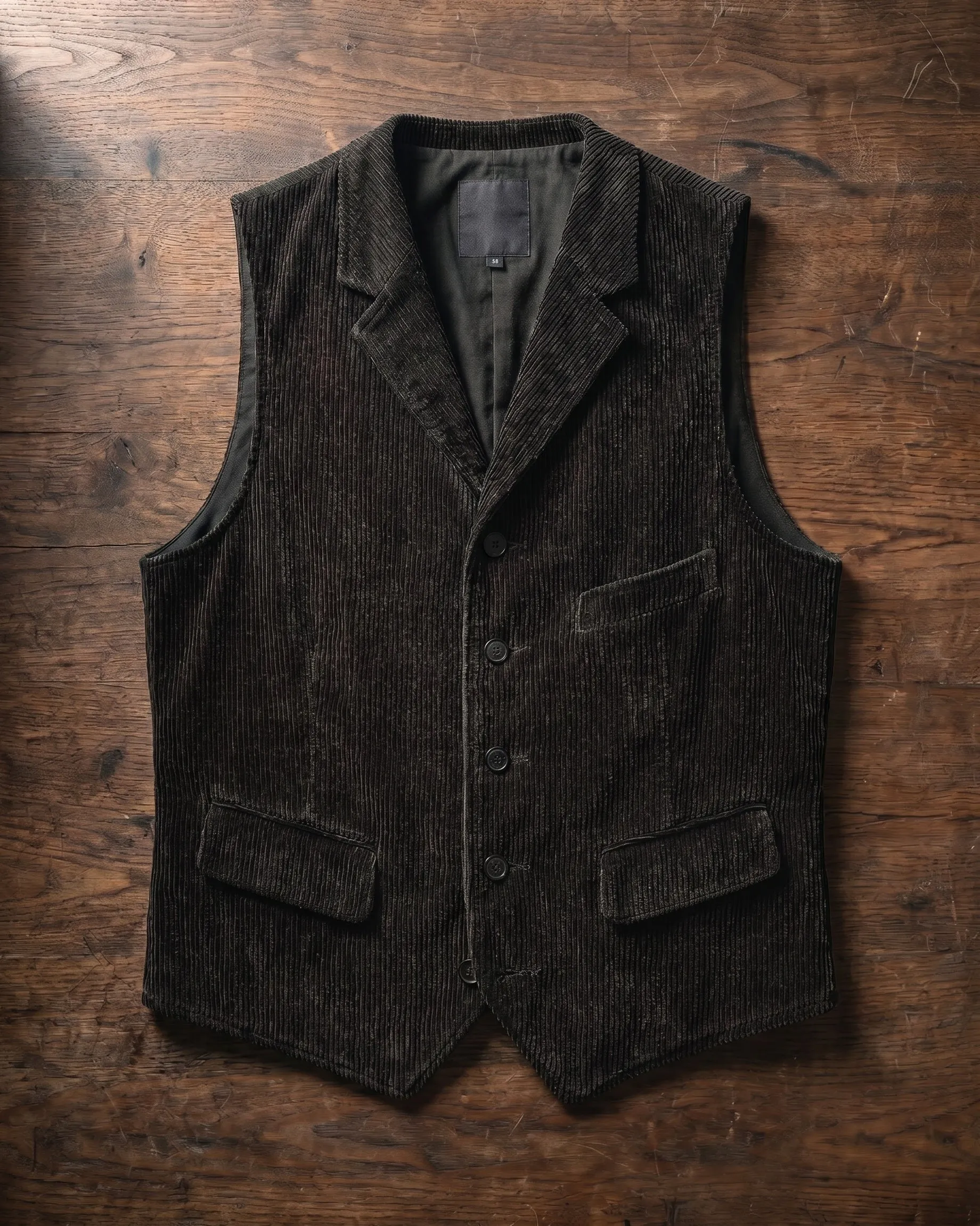 Men's Wide-Wale Corduroy Vest – Notch Lapel sold by Hensley London product image thumbnail 4