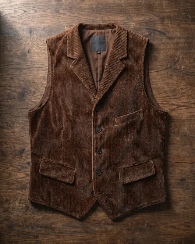 Men's Wide-Wale Corduroy Vest – Notch Lapel made by Hensley London