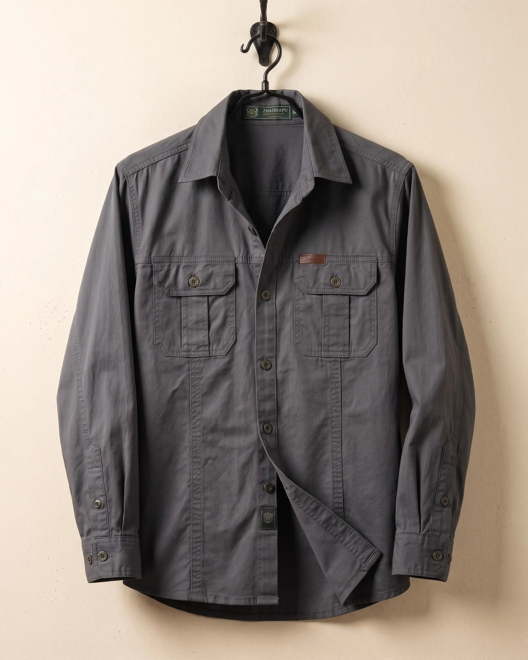 Men's Woven Cotton Shirt – Dual Chest Pockets sold by Hensley London product image thumbnail 2