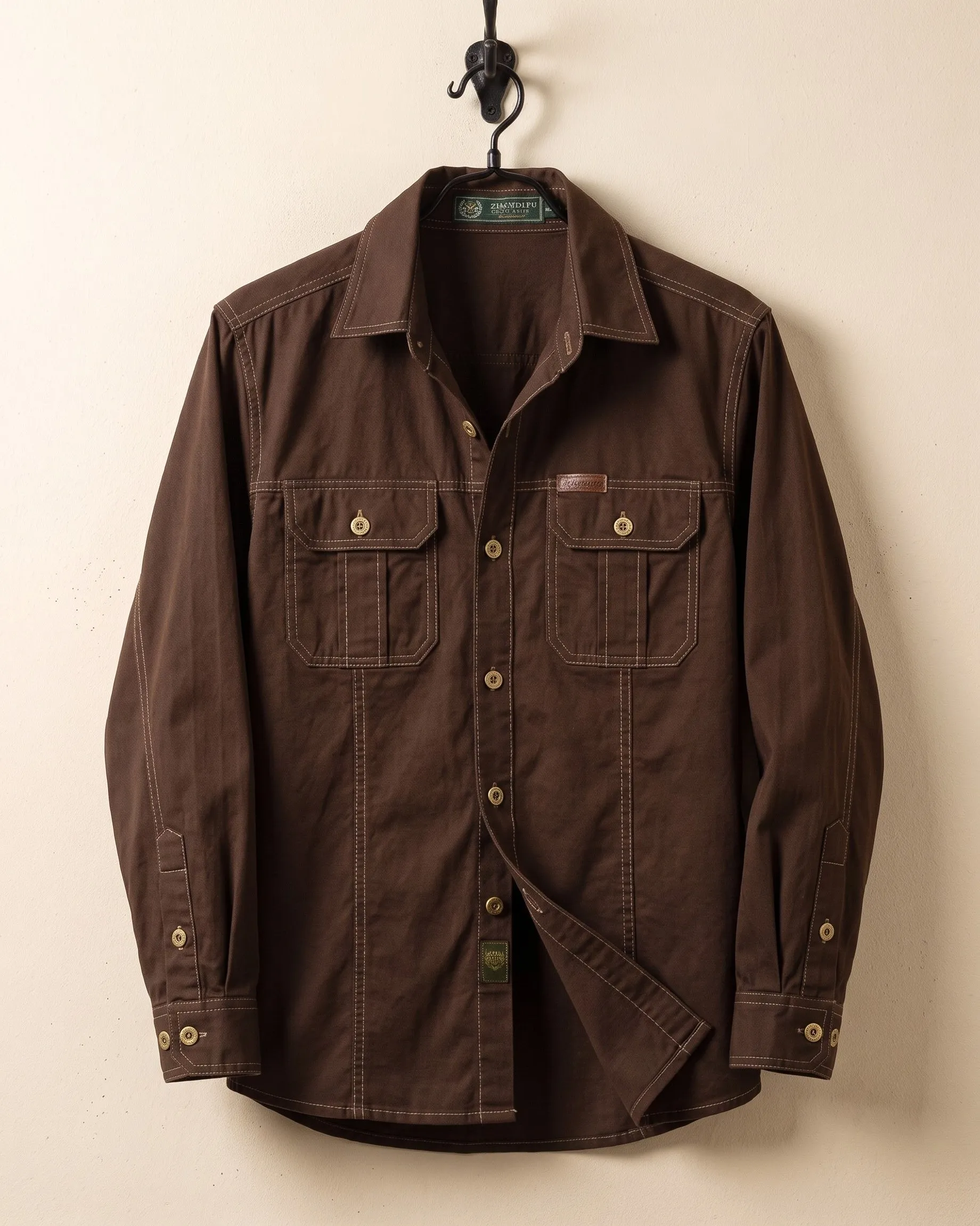 Men's Woven Cotton Shirt – Dual Chest Pockets sold by Hensley London product image thumbnail 3