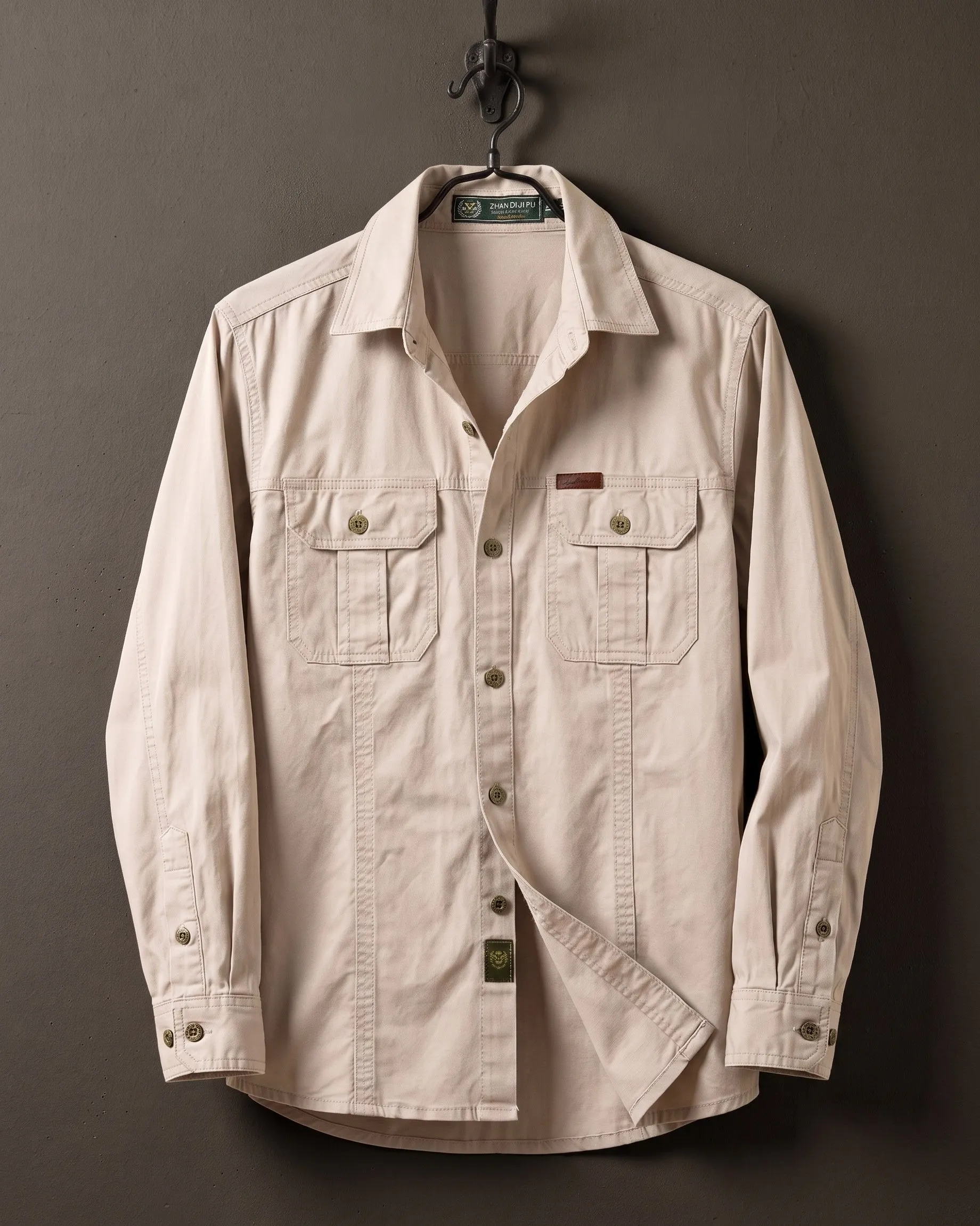 Men's Woven Cotton Shirt – Dual Chest Pockets sold by Hensley London product image thumbnail 4