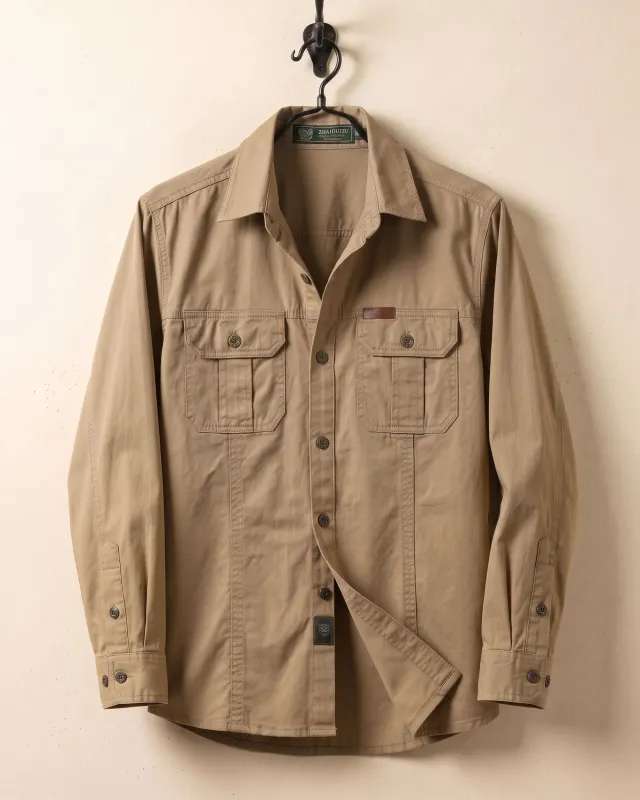 Men's Woven Cotton Shirt – Dual Chest Pockets made by Hensley London
