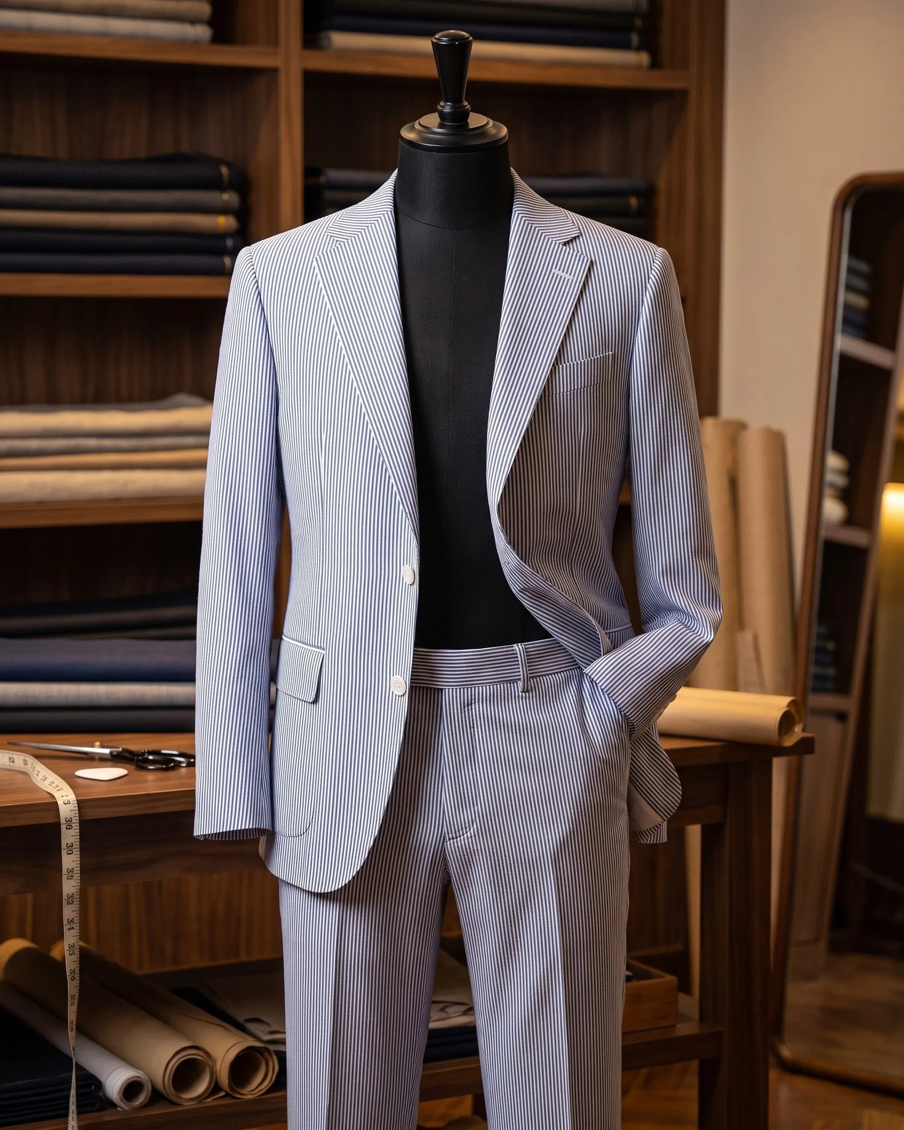 Men's Striped Cotton Two-Piece Suit – Blazer & Trouser sold by Hensley London