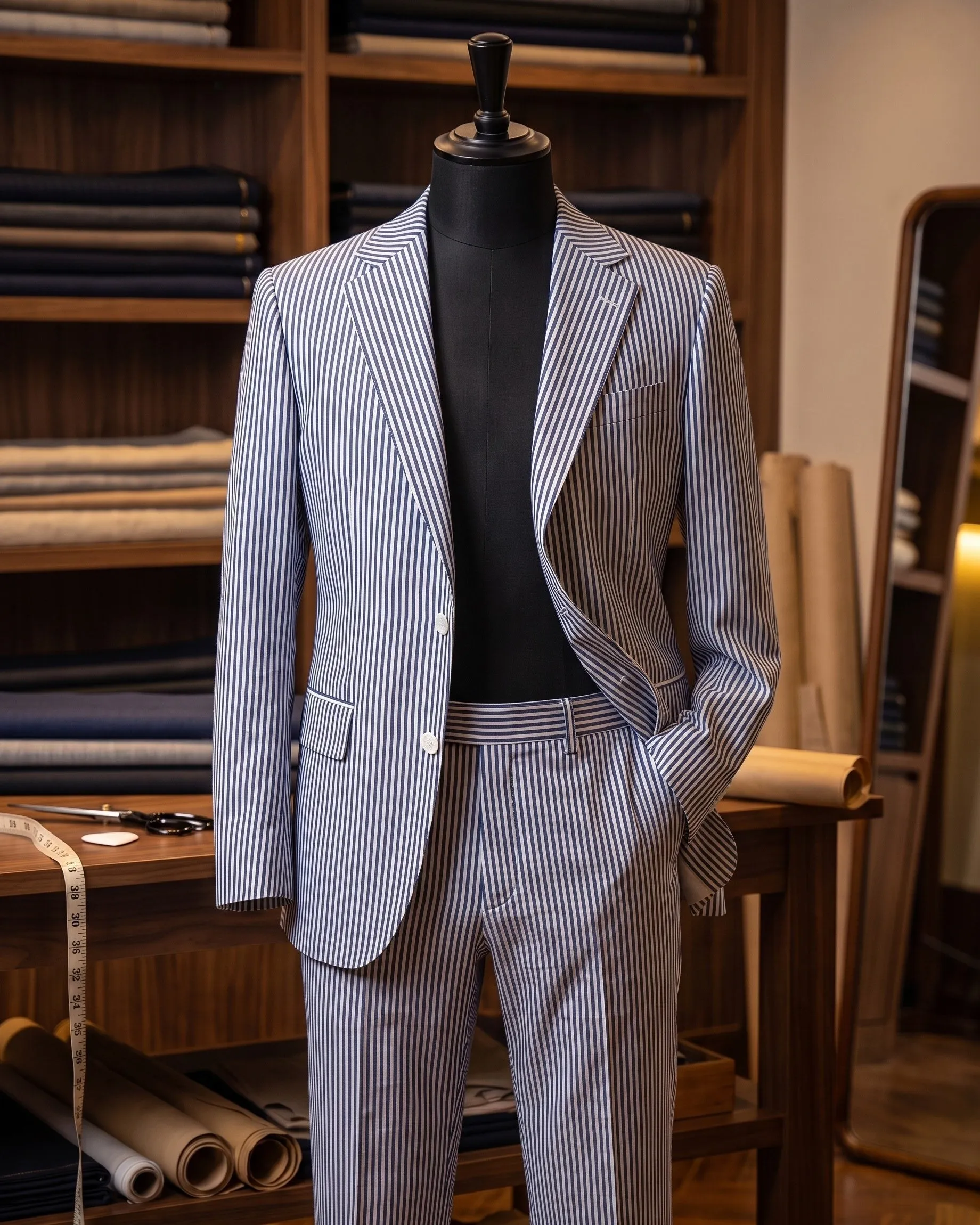 Men's Striped Cotton Two-Piece Suit – Blazer & Trouser sold by Hensley London product image thumbnail 2