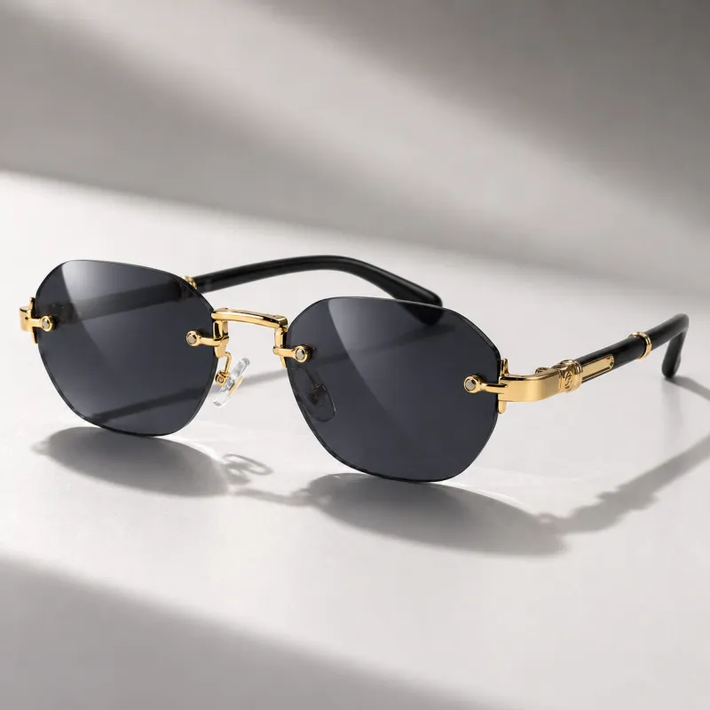 Gradient Rimless Rectangular Sunglasses – UV400 made by Hensley London