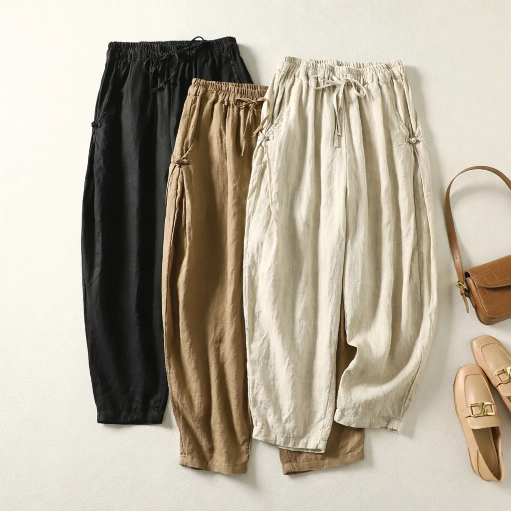 Women's High-Waist Linen Pants – Lightweight & Breathable sold by Hensley London product image thumbnail 4