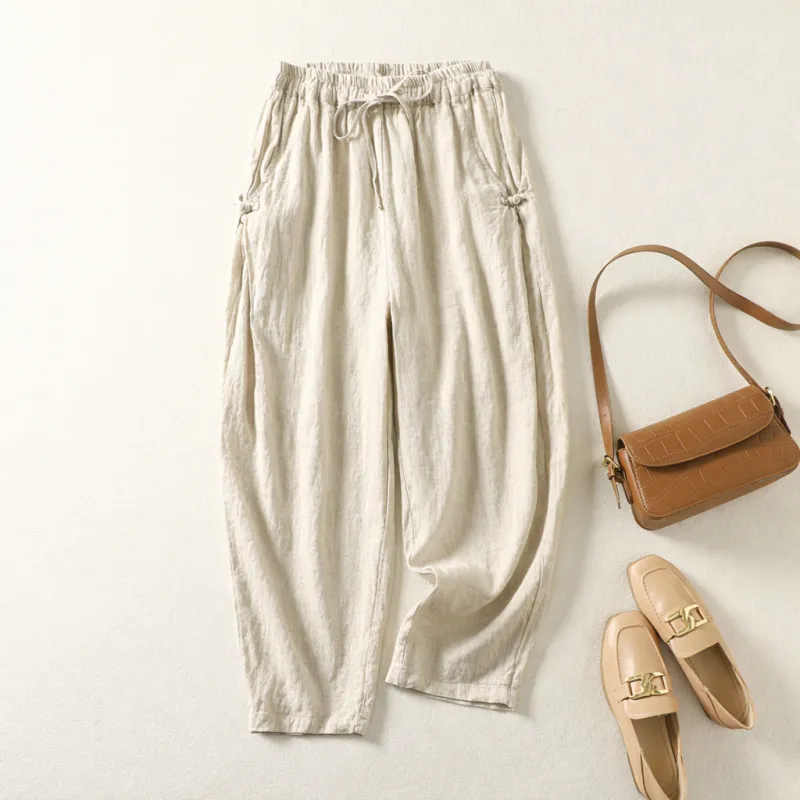 Women's High-Waist Linen Pants – Lightweight & Breathable made by Hensley London