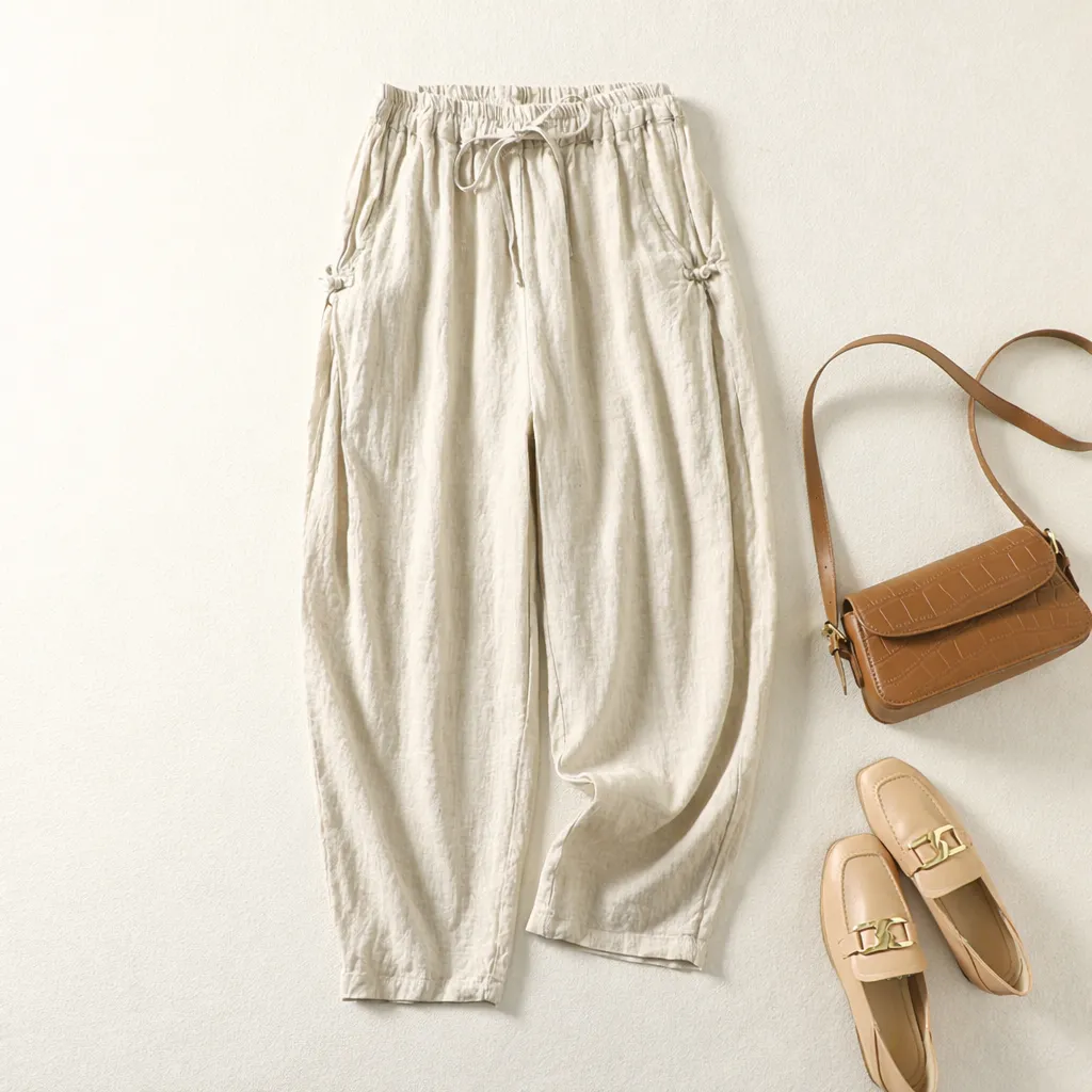 Women's High-Waist Linen Pants – Lightweight & Breathable sold by Hensley London