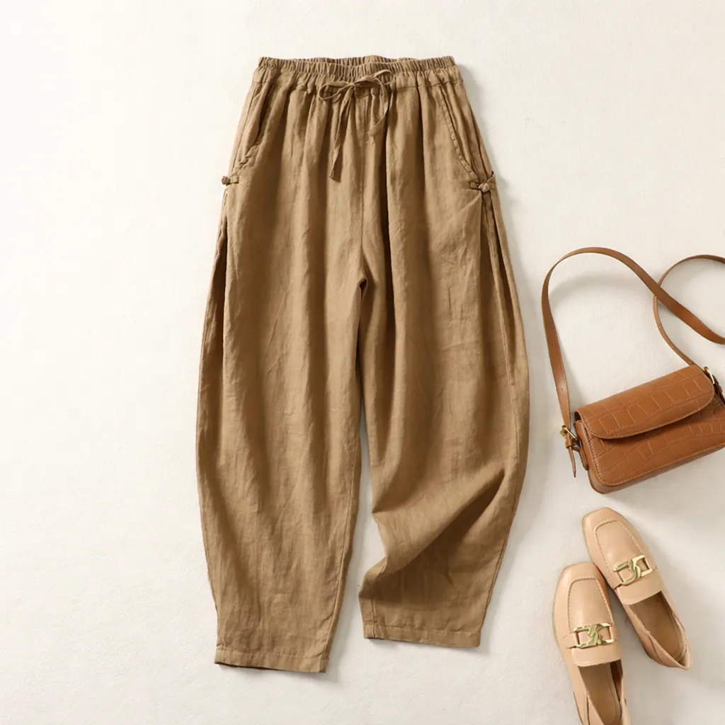 Women's High-Waist Linen Pants – Lightweight & Breathable sold by Hensley London product image thumbnail 2