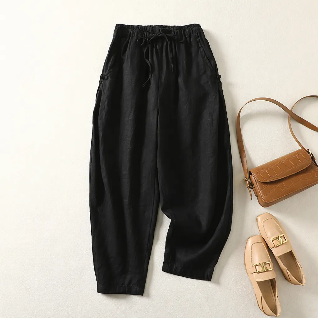 Women's High-Waist Linen Pants – Lightweight & Breathable sold by Hensley London product image thumbnail 3