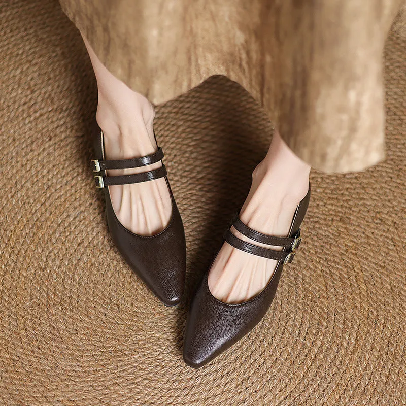 Women's Genuine Leather Mary Jane Flats – Dual Strap made by Hensley London
