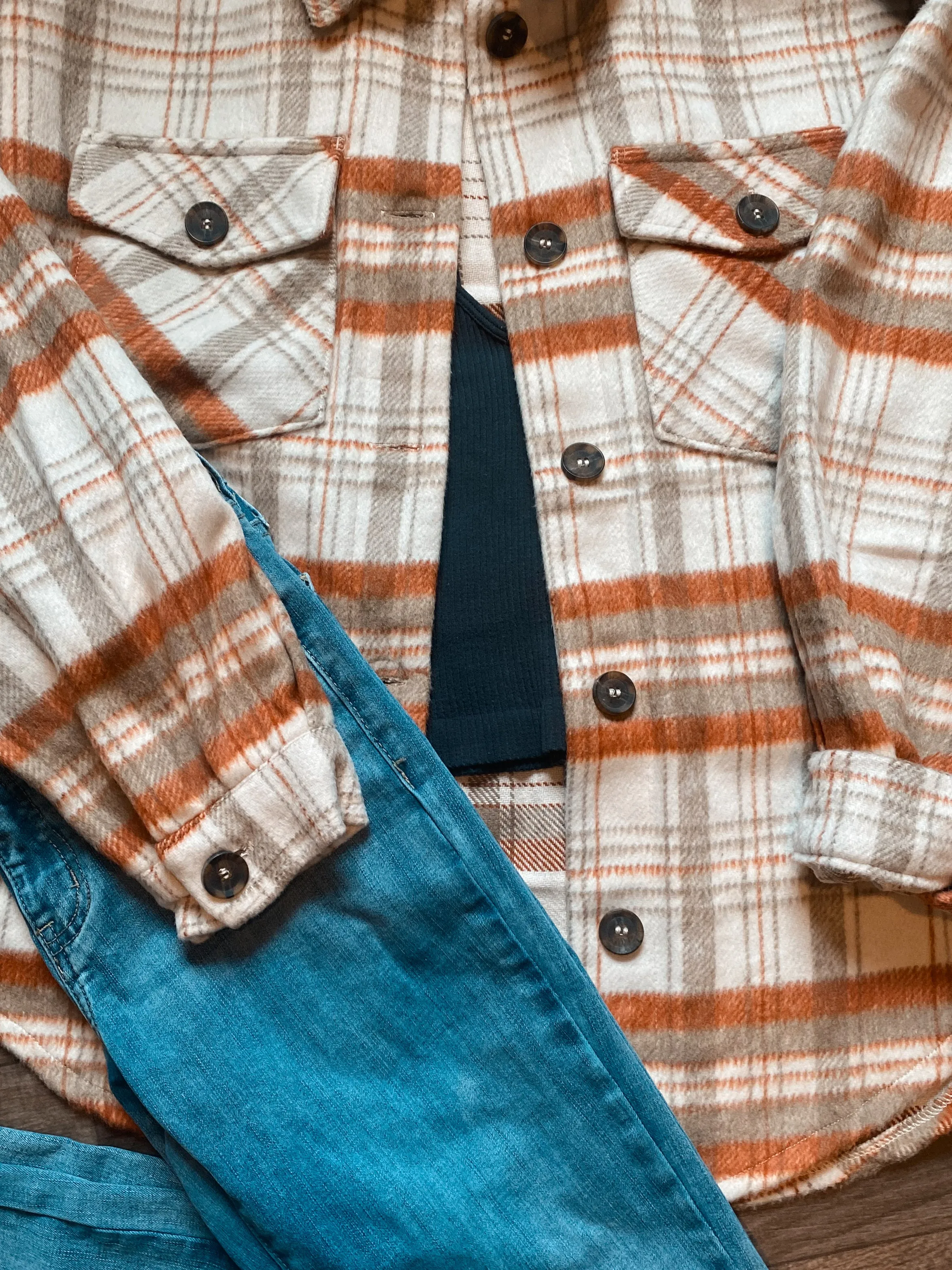 Terracotta + Cream Shacket sold by Lake Outfitters