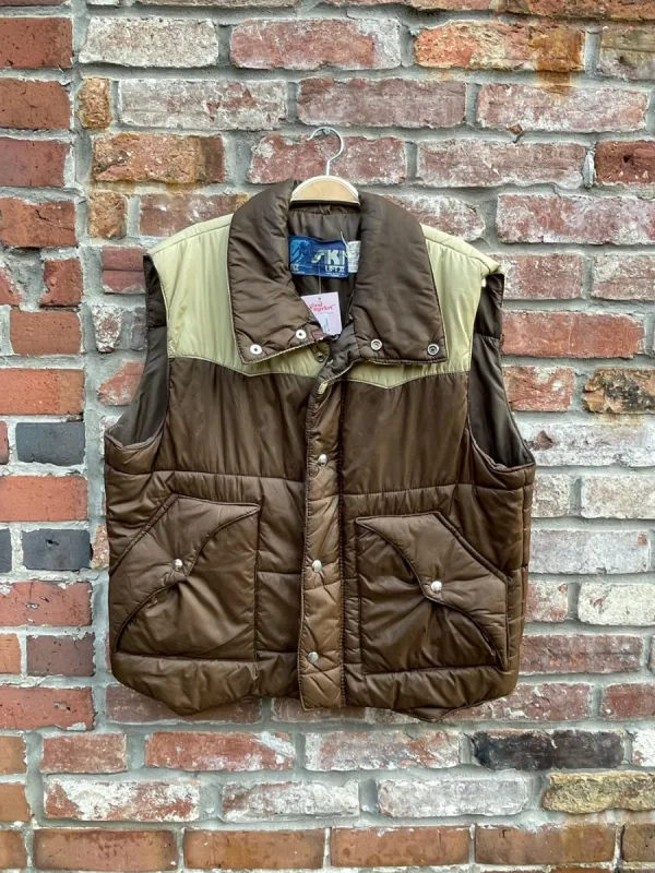 vintage 70s rice ski puffer vest sold by Good Market Thrift Store