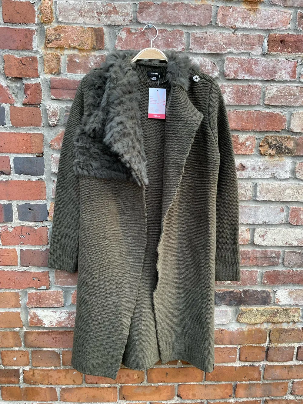 rudsak wool-blend cardigan with rabbit fur trim sold by Good Market Thrift Store product image thumbnail 5