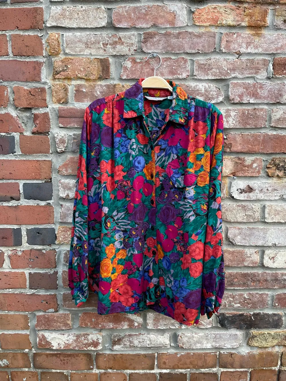 vintage 80s born to be worn floral blouse sold by Good Market Thrift Store