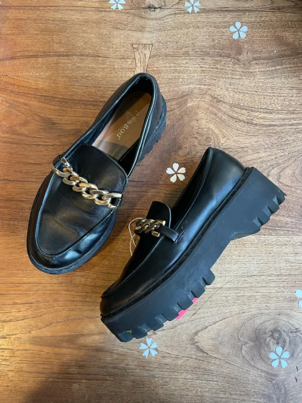 bamboo chain chunky faux leather loafer sold by Good Market Thrift Store