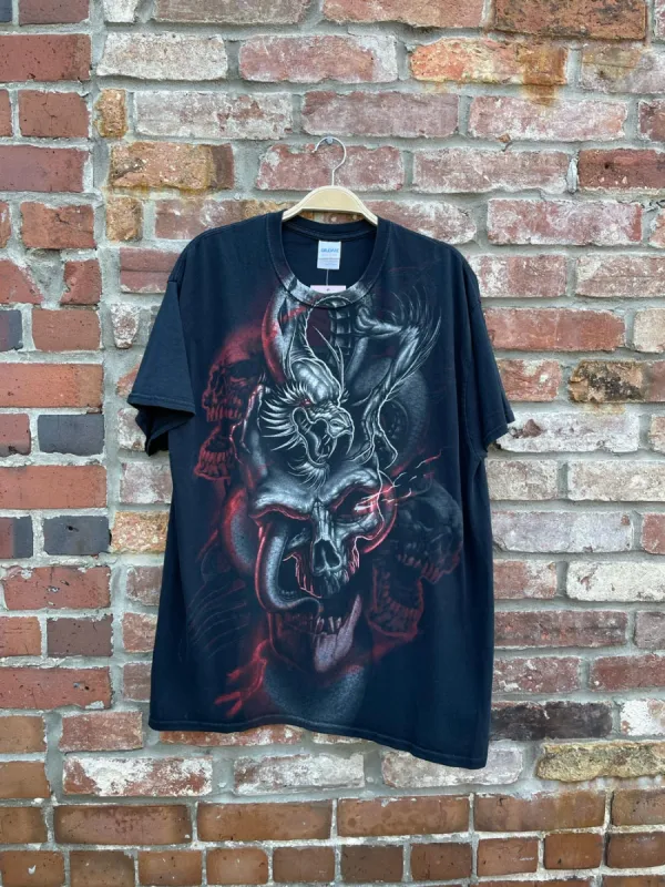 y2k dragon skull print graphic tee sold by Good Market Thrift Store