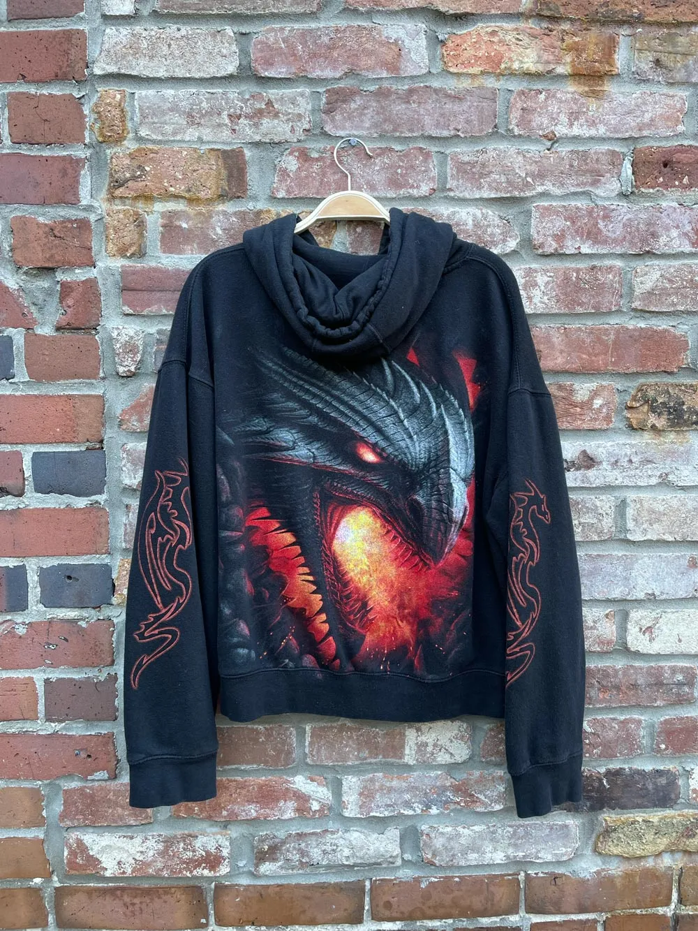 y2k spiral flaming dragon hoodie sold by Good Market Thrift Store product image thumbnail 2