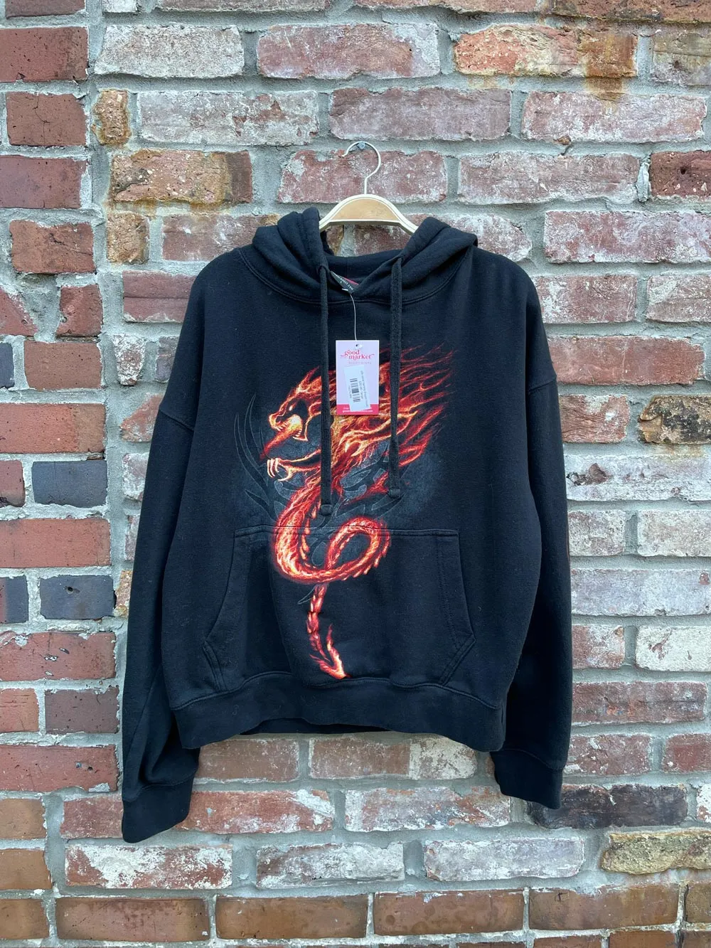 y2k spiral flaming dragon hoodie sold by Good Market Thrift Store