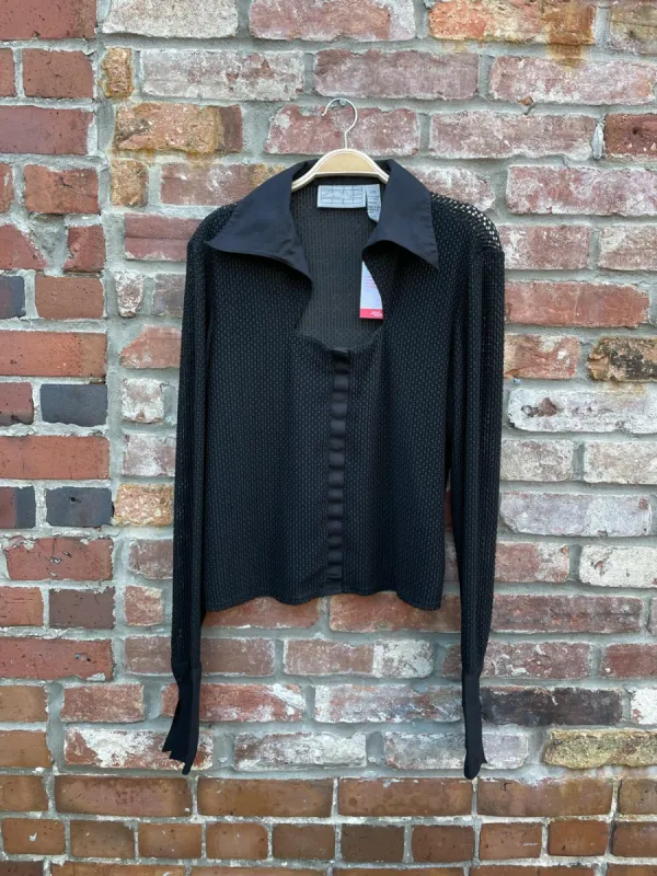 y2k zone mesh collared corset blouse sold by Good Market Thrift Store