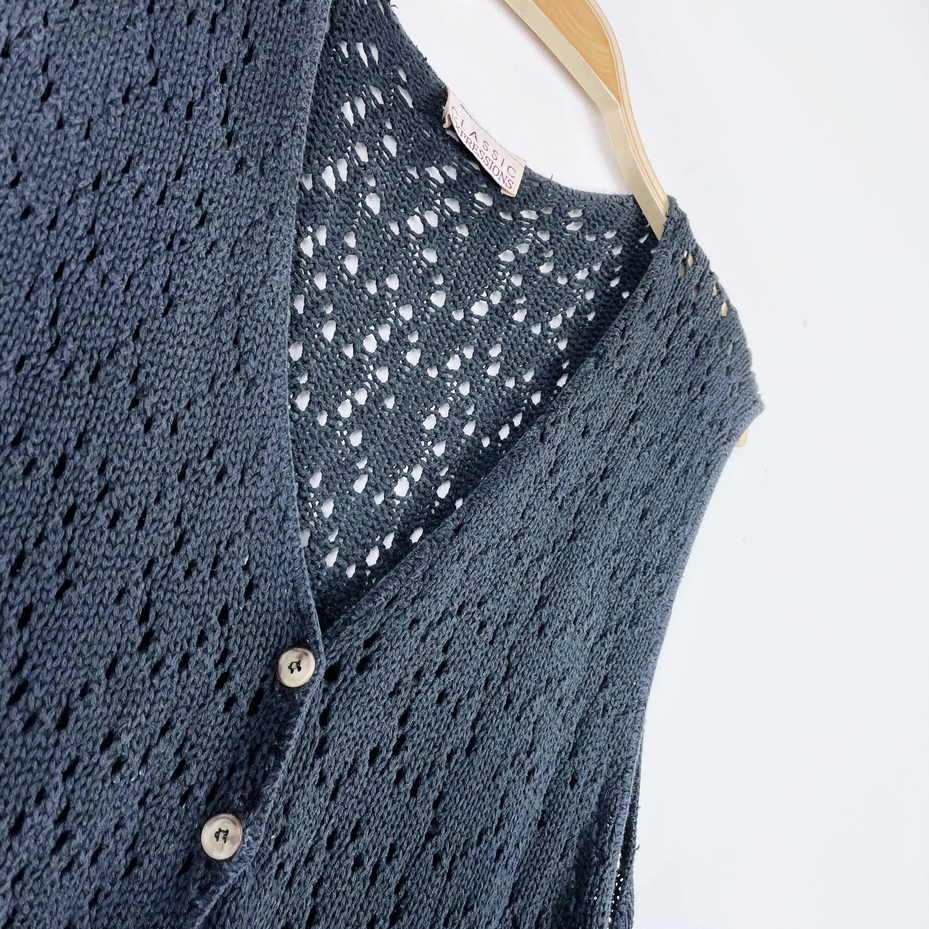 vintage 00s classic expressions crochet knit vest sold by Good Market Thrift Store product image thumbnail 2