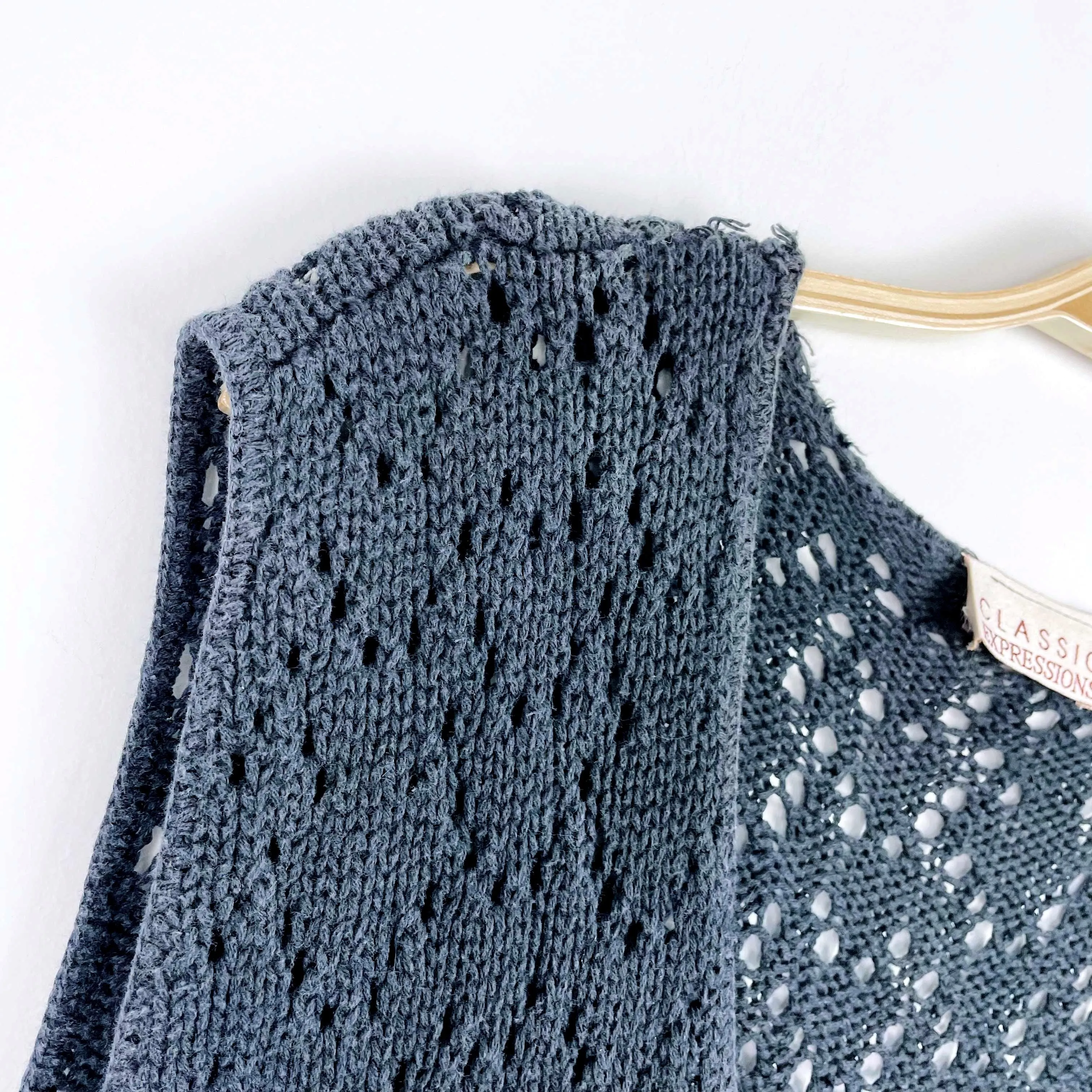 vintage 00s classic expressions crochet knit vest sold by Good Market Thrift Store product image thumbnail 4