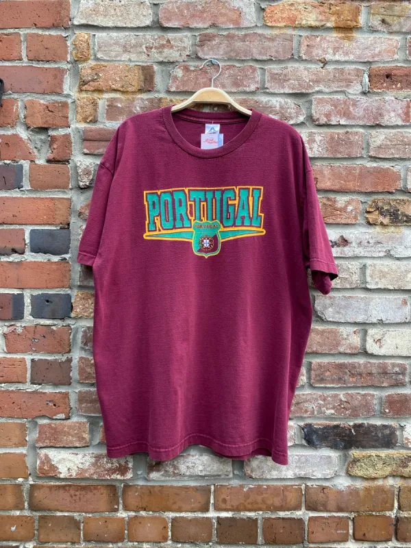 vintage 00s portugal block letter graphic tee sold by Good Market Thrift Store