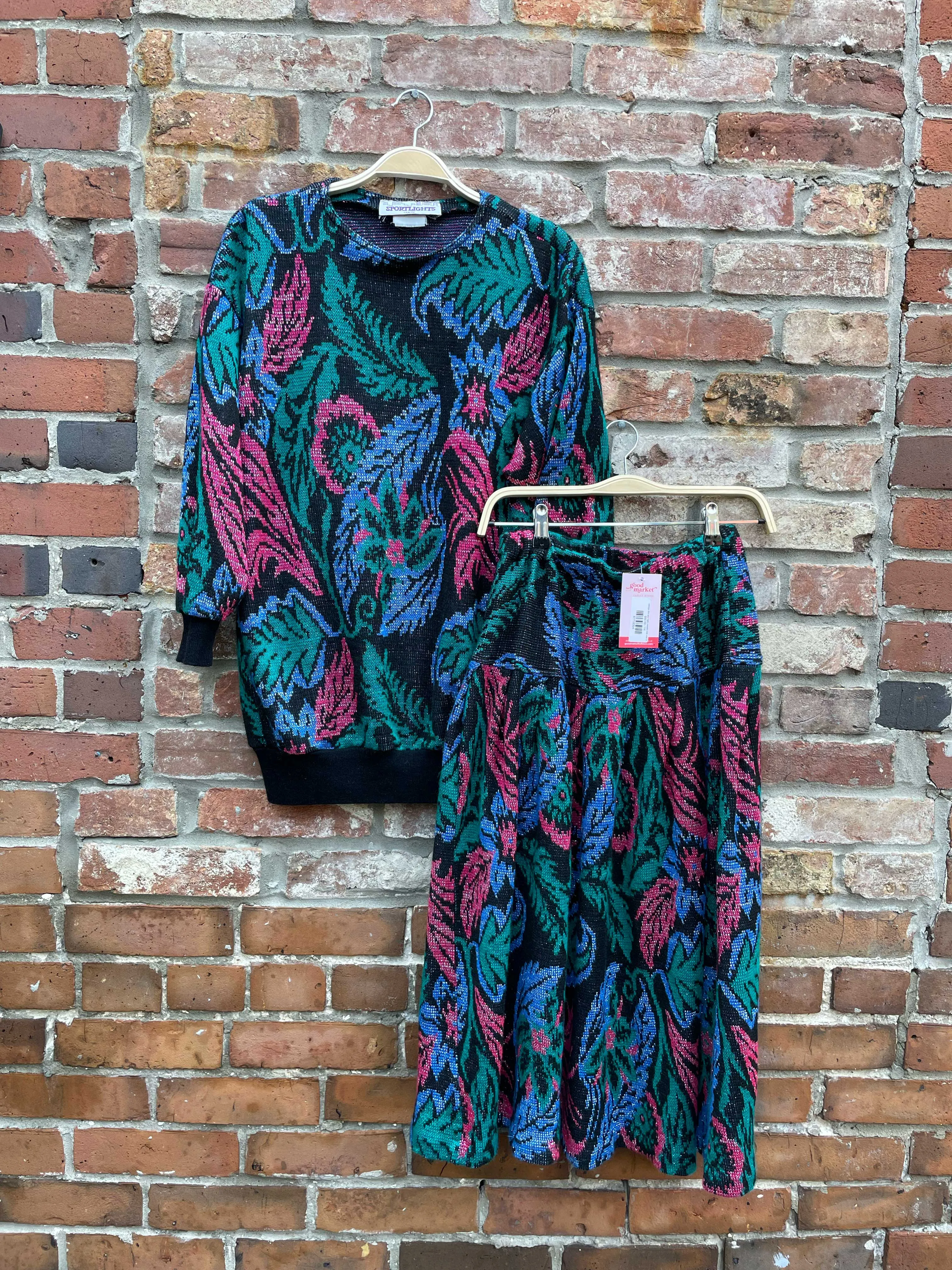 vintage 80s sportlight metallic knit midi skirt sold by Good Market Thrift Store product image thumbnail 3