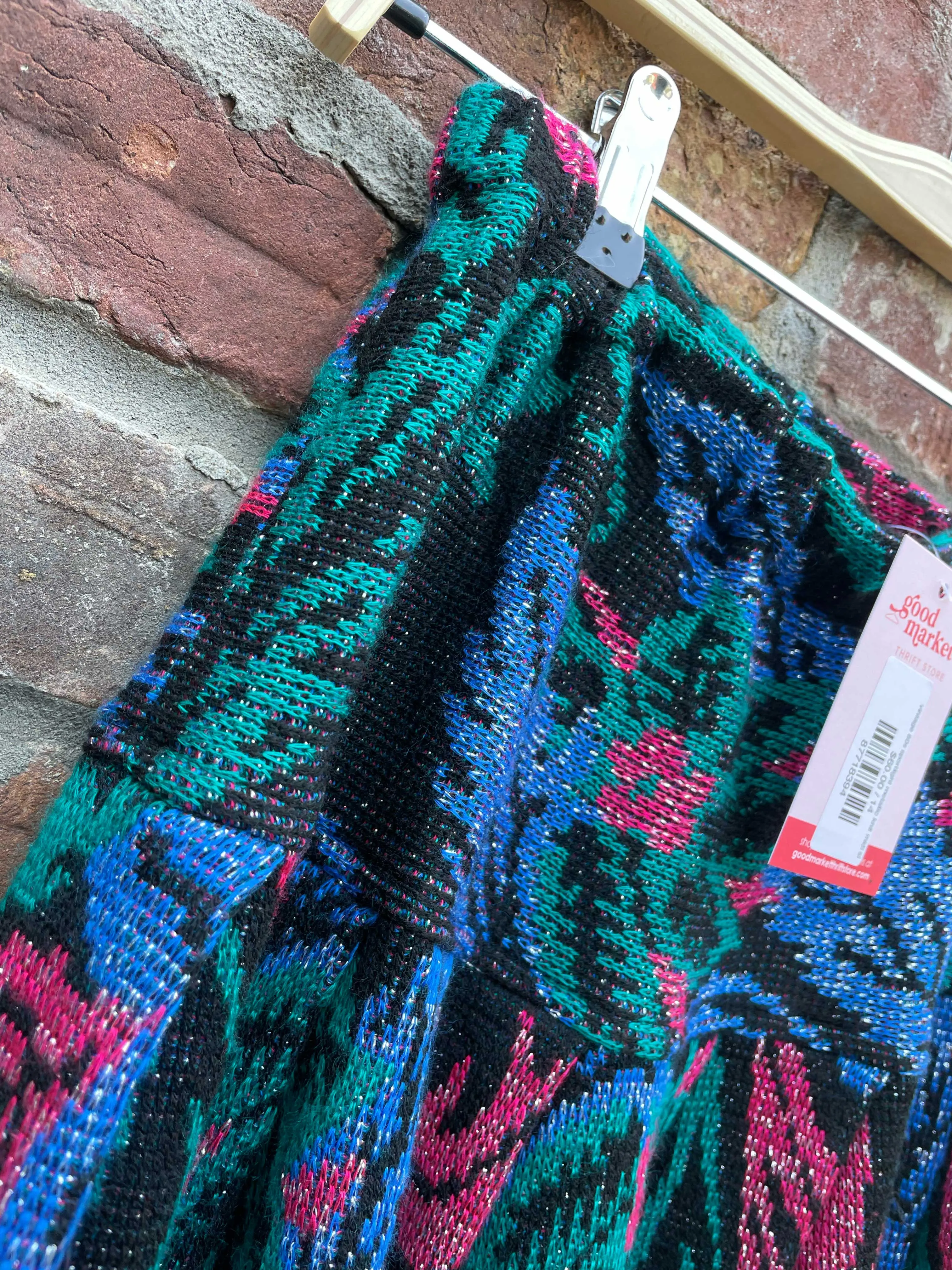 vintage 80s sportlight metallic knit midi skirt sold by Good Market Thrift Store product image thumbnail 2