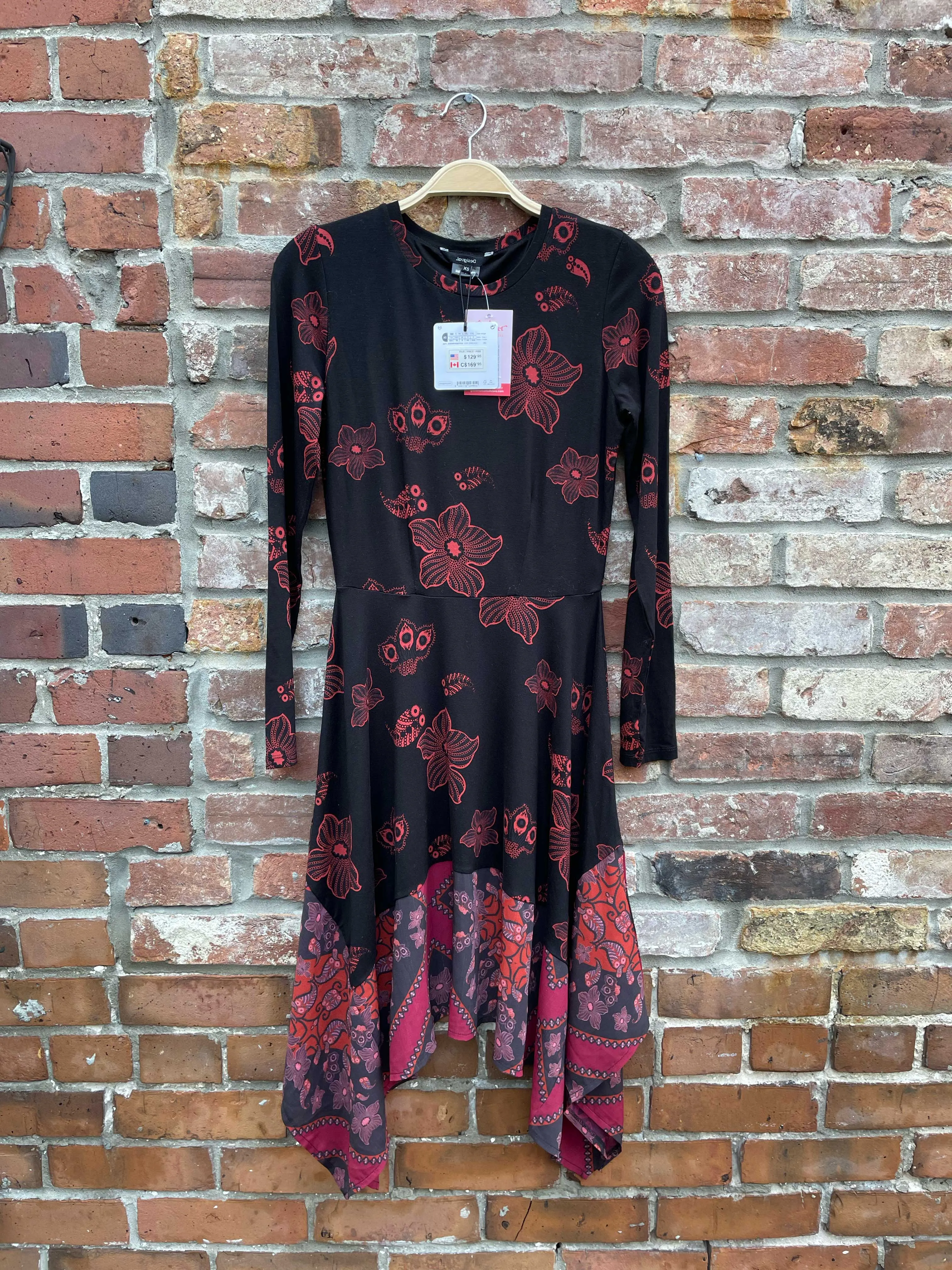 nwt desigual floral fit and flare long sleeve dress sold by Good Market Thrift Store