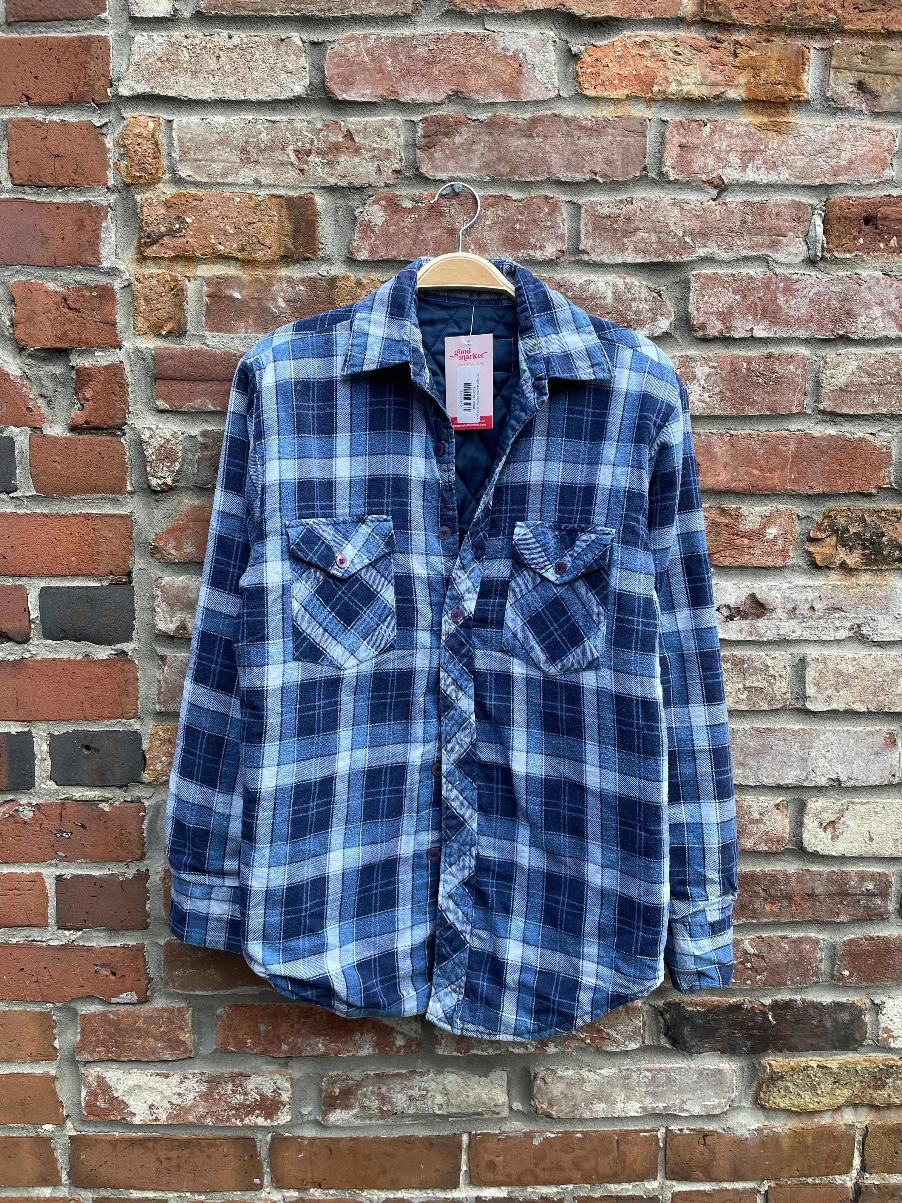 vintage quilted flannel shirt jacket sold by Good Market Thrift Store