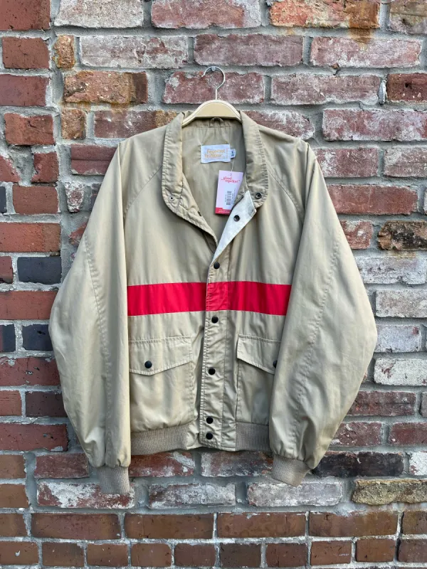 vintage fingerhut red stripe bomber jacket sold by Good Market Thrift Store